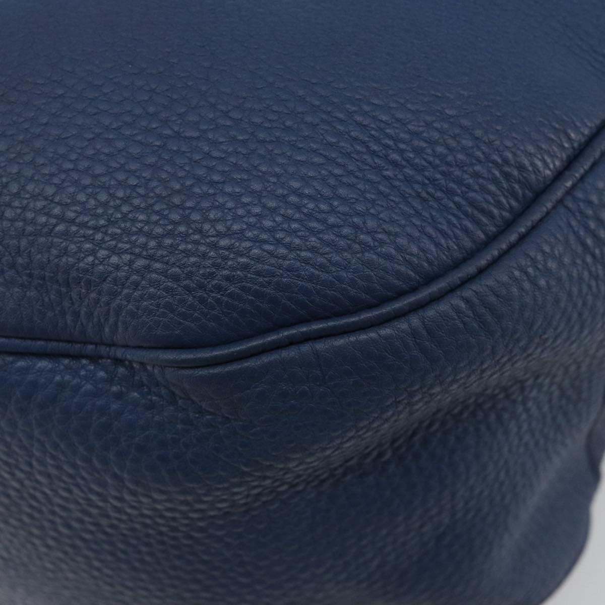 PRADA Shoulder Bag Vittero Dino Leather Blue Gold Auth 188844V