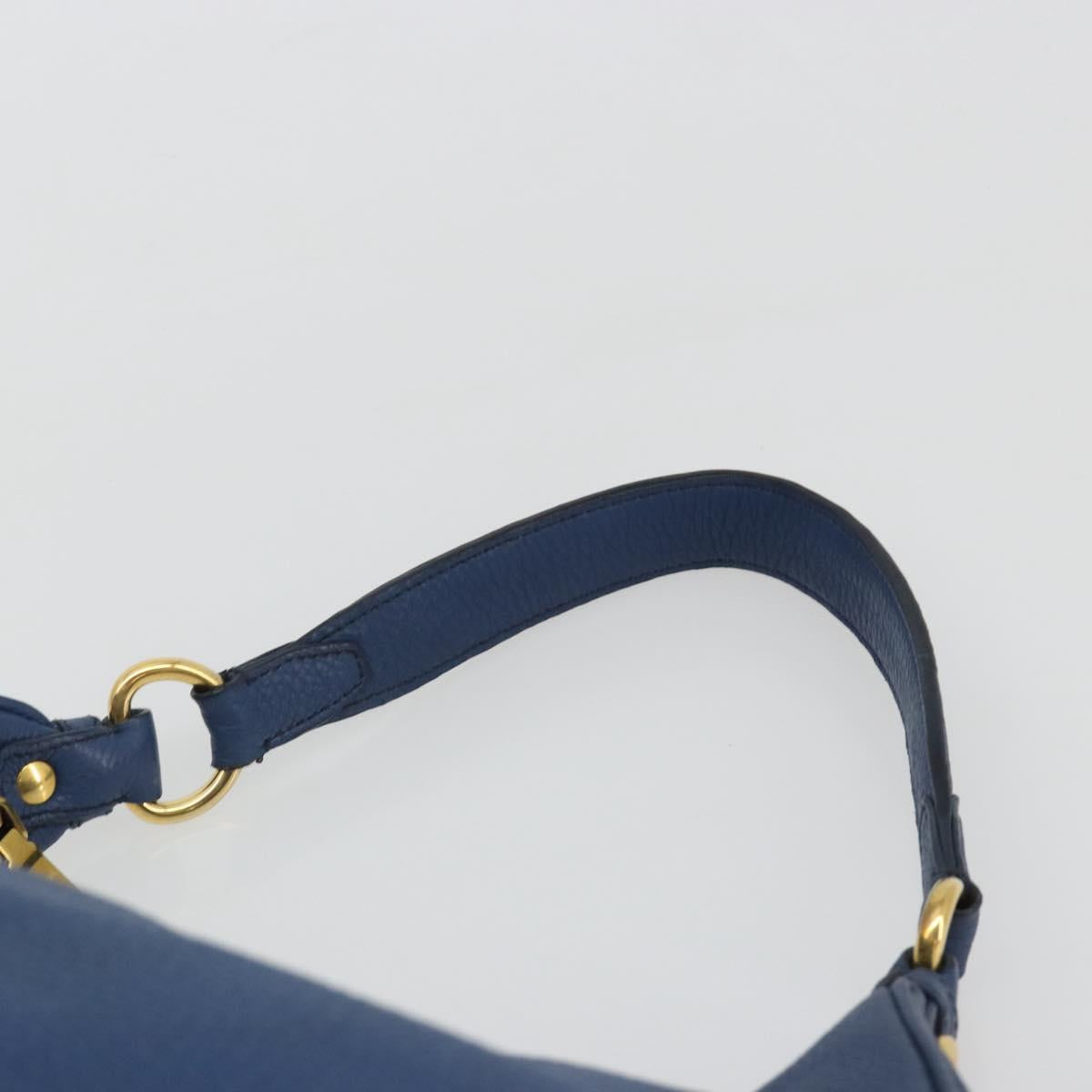 PRADA Shoulder Bag Vittero Dino Leather Blue Gold Auth 188844V