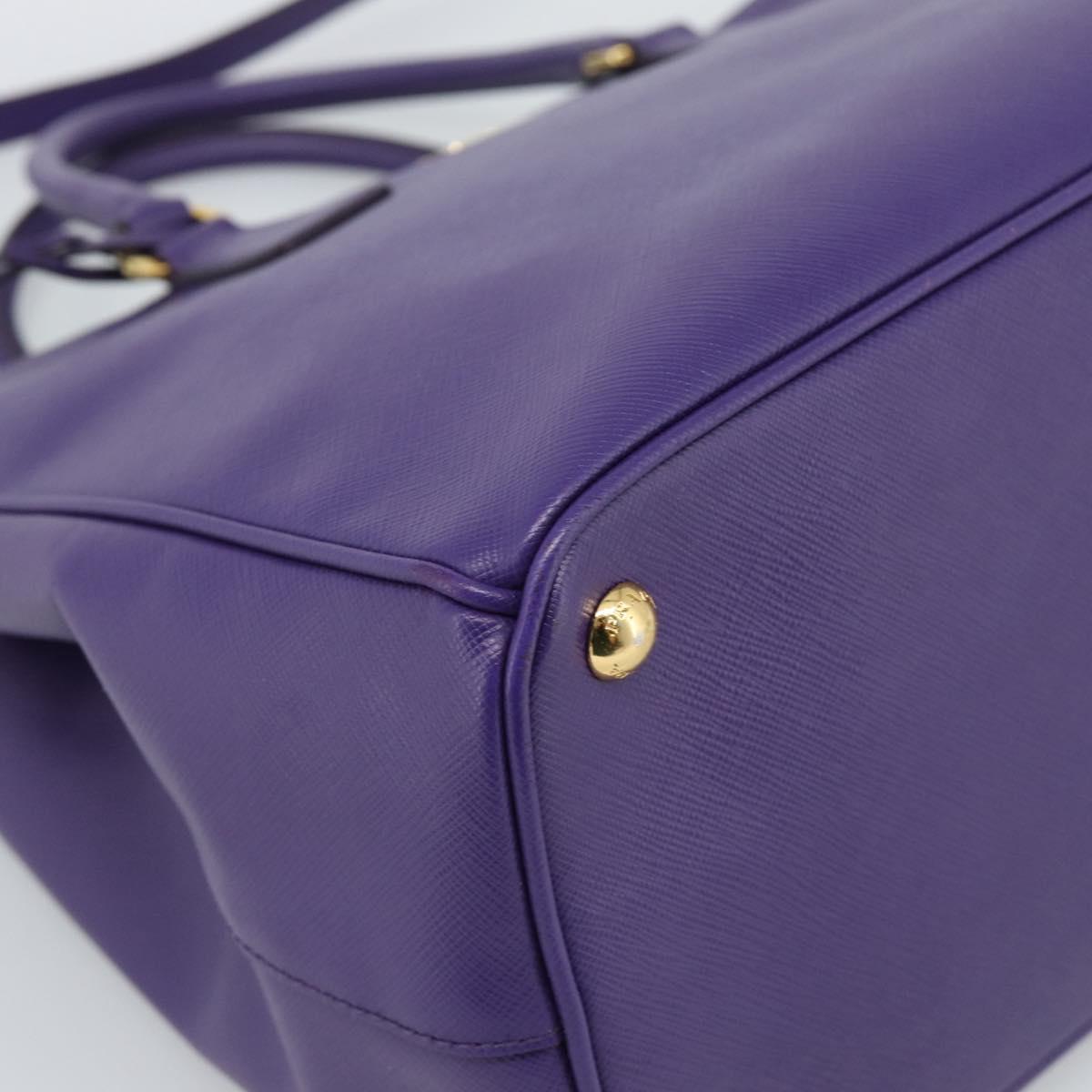 PRADA Galleria Hand Bag Saffiano leather 2way Purple Gold Auth 188851V