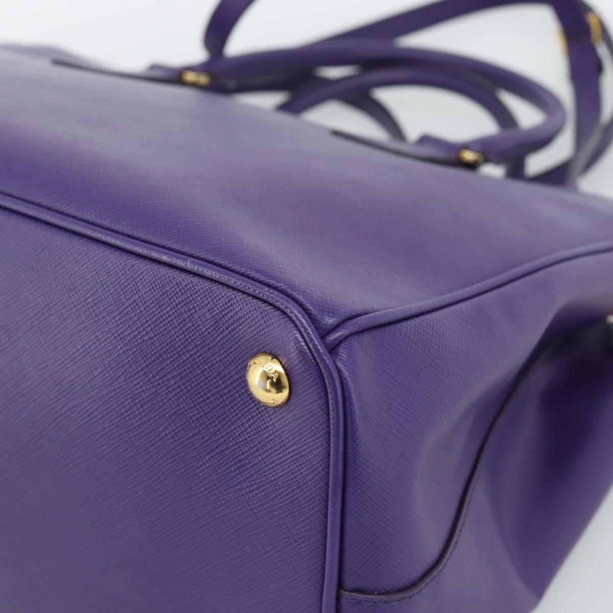 PRADA Galleria Hand Bag Saffiano leather 2way Purple Gold Auth 188851V