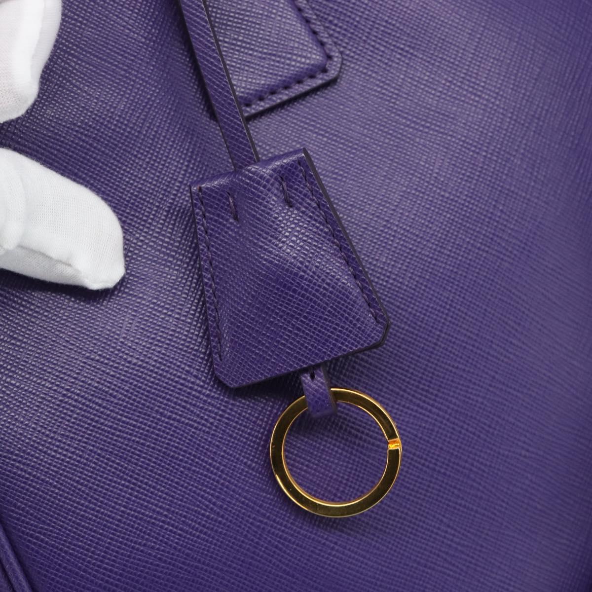 PRADA Galleria Hand Bag Saffiano leather 2way Purple Gold Auth 188851V