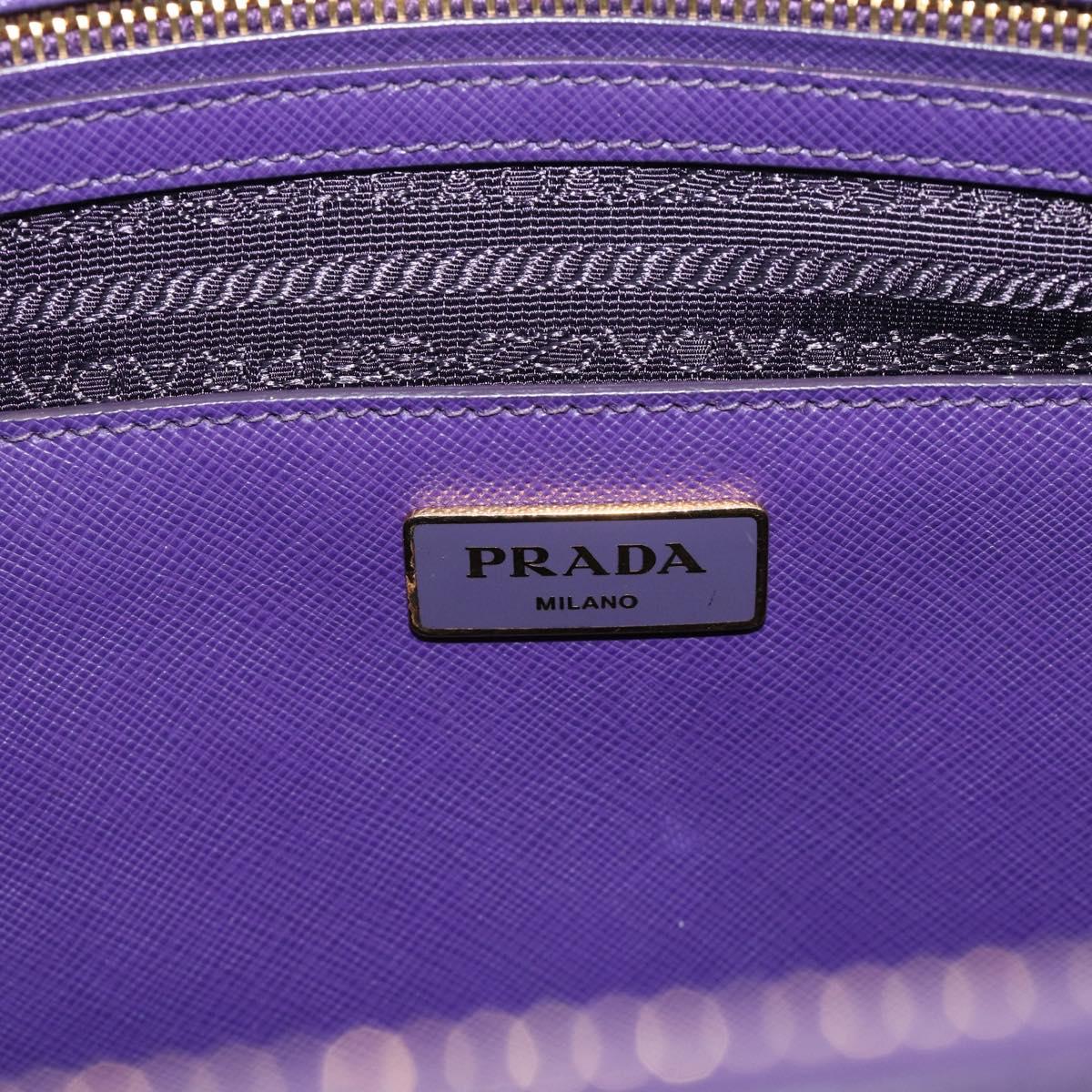 PRADA Galleria Hand Bag Saffiano leather 2way Purple Gold Auth 188851V