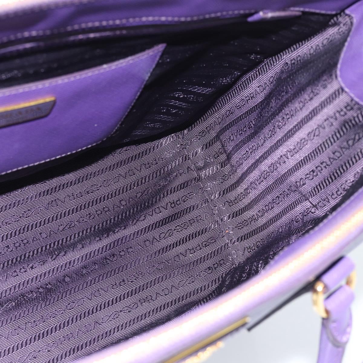 PRADA Galleria Hand Bag Saffiano leather 2way Purple Gold Auth 188851V