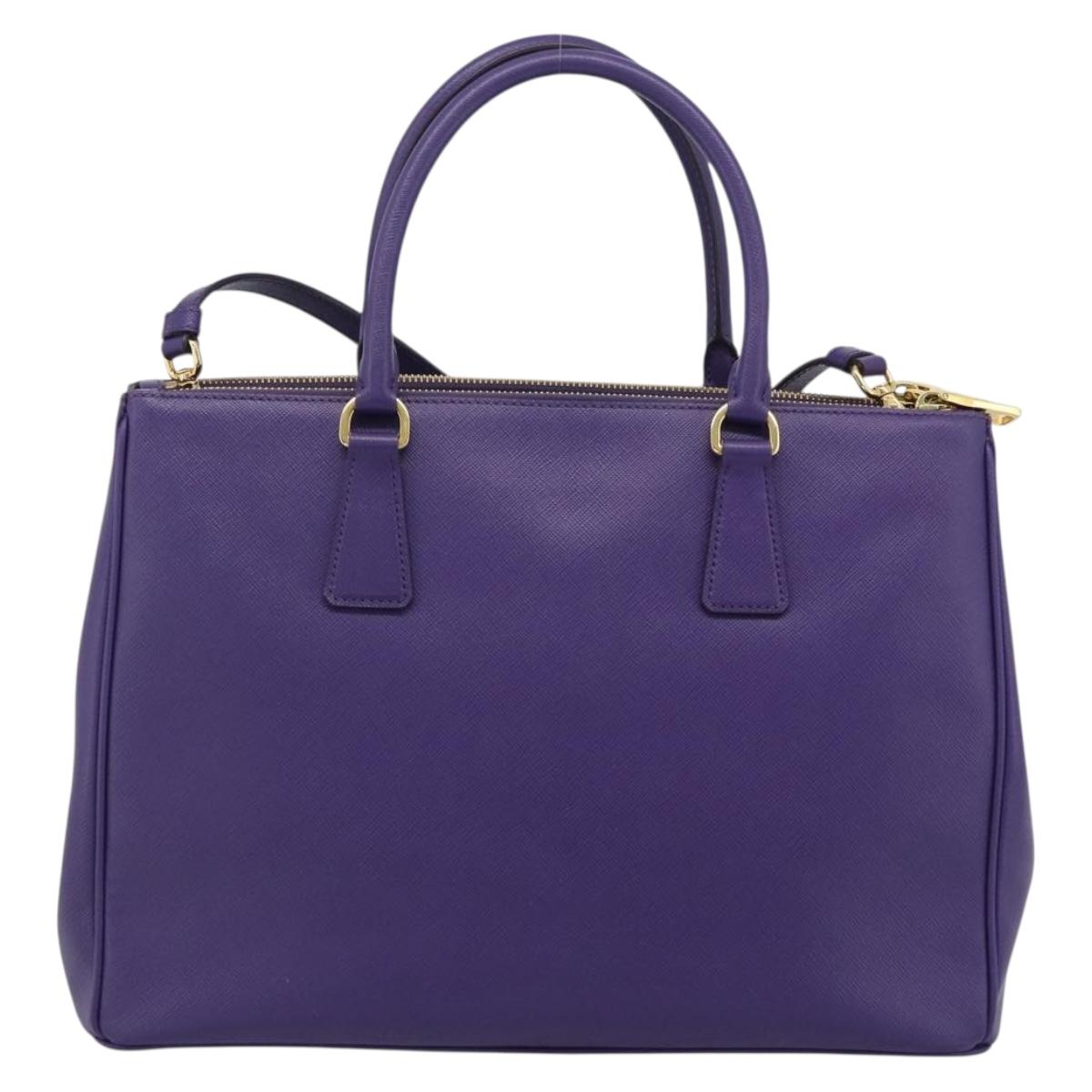 PRADA Galleria Hand Bag Saffiano leather 2way Purple Gold Auth 188851V