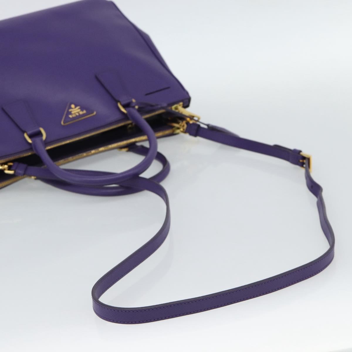 PRADA Galleria Hand Bag Saffiano leather 2way Purple Gold Auth 188851V