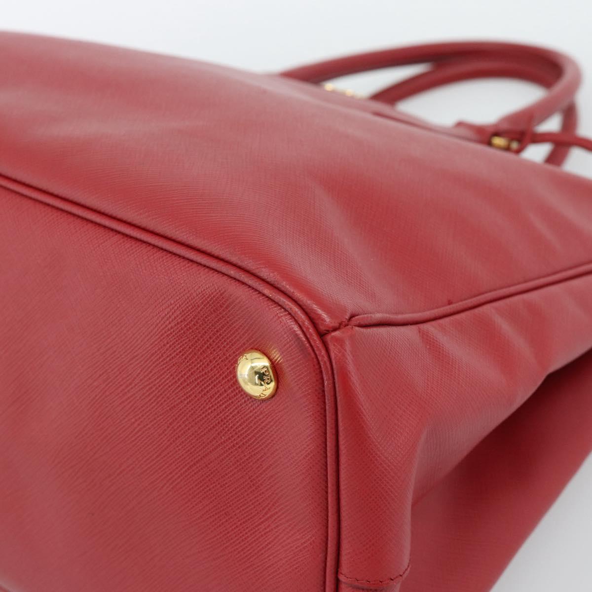 PRADA Galleria Hand Bag Saffiano leather Red Gold Auth 188852V