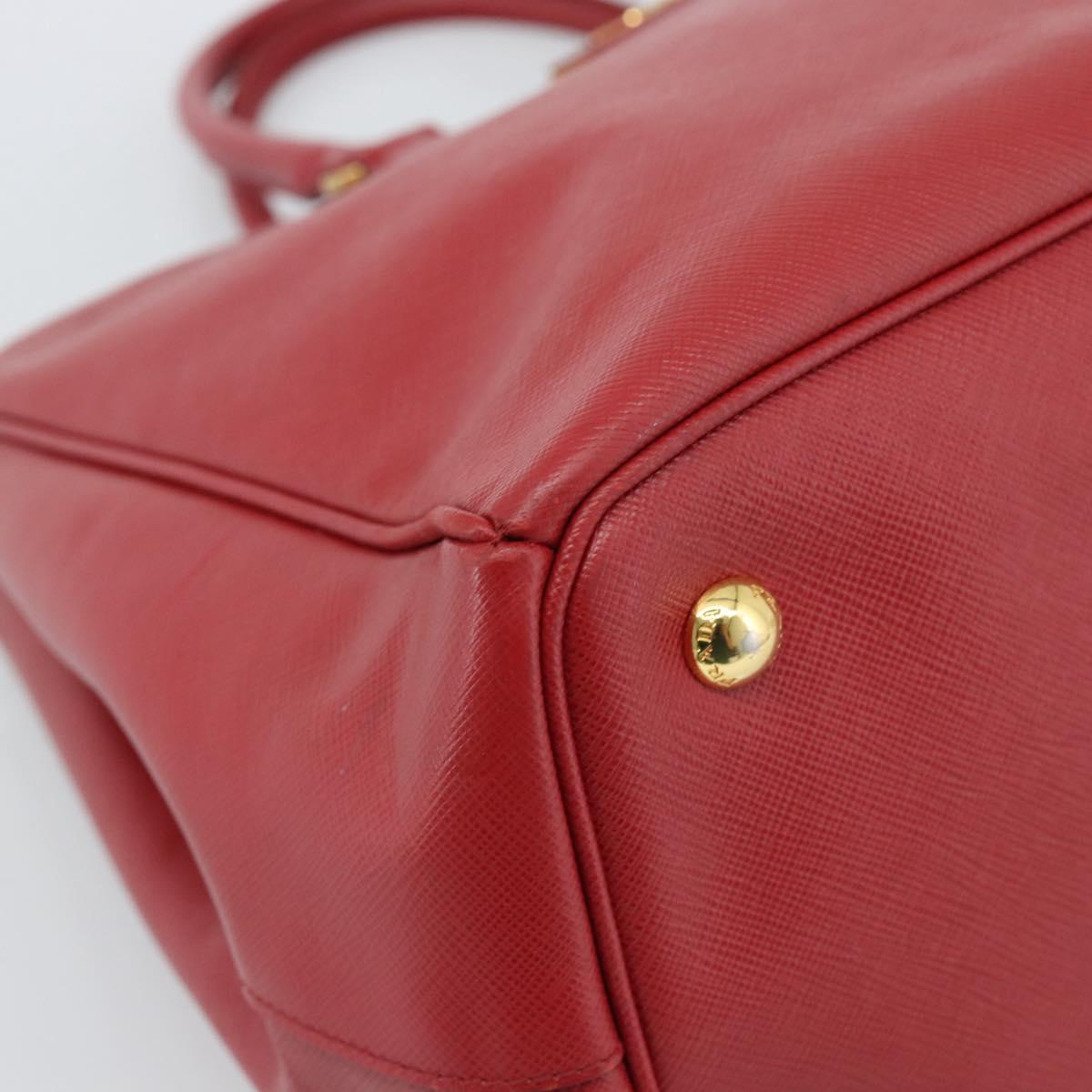 PRADA Galleria Hand Bag Saffiano leather Red Gold Auth 188852V