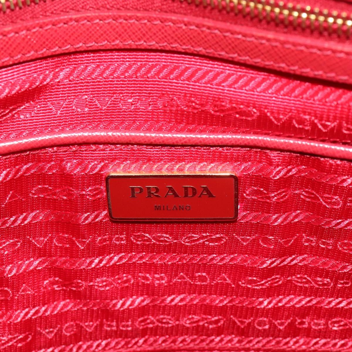 PRADA Galleria Hand Bag Saffiano leather Red Gold Auth 188852V