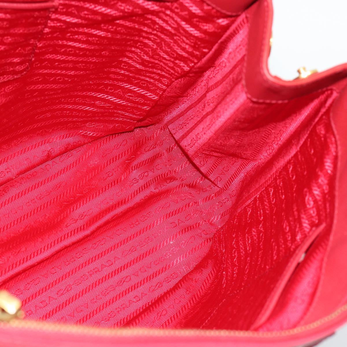 PRADA Galleria Hand Bag Saffiano leather Red Gold Auth 188852V