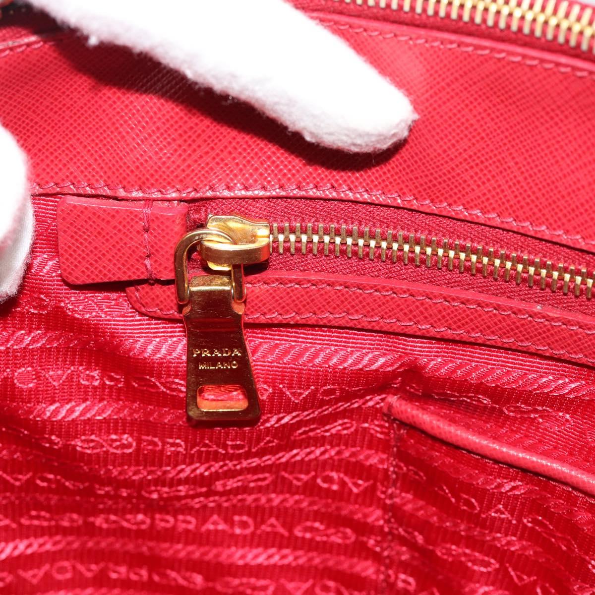 PRADA Galleria Hand Bag Saffiano leather Red Gold Auth 188852V