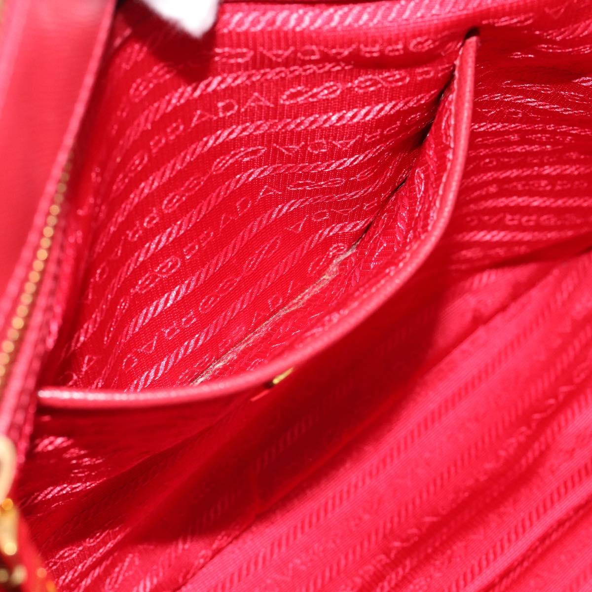 PRADA Galleria Hand Bag Saffiano leather Red Gold Auth 188852V