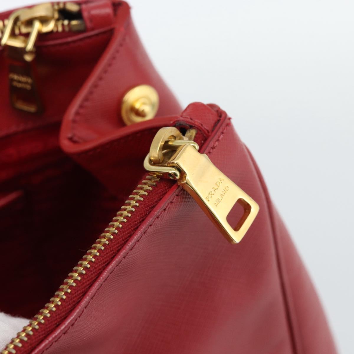 PRADA Galleria Hand Bag Saffiano leather Red Gold Auth 188852V
