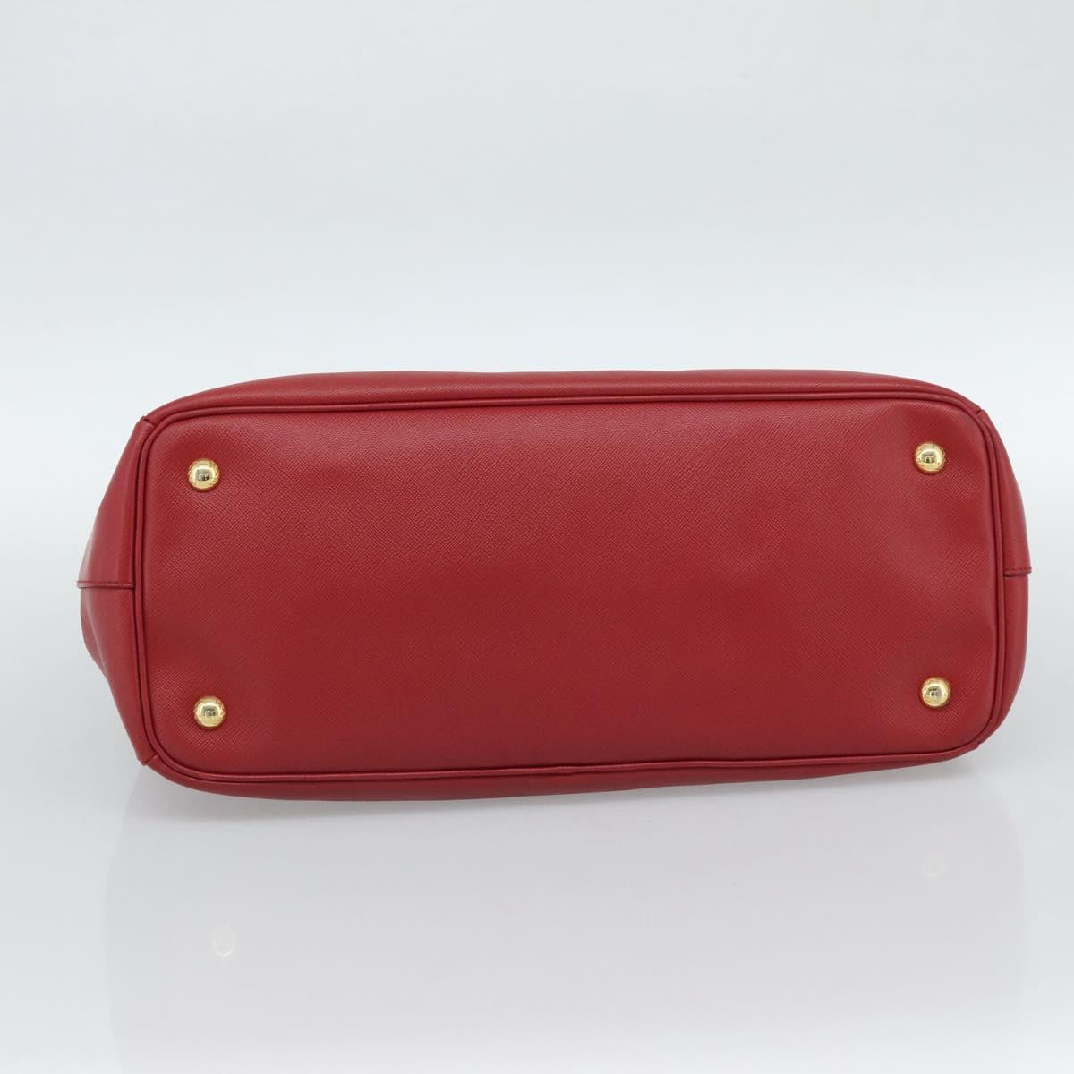 PRADA Galleria Hand Bag Saffiano leather Red Gold Auth 188852V
