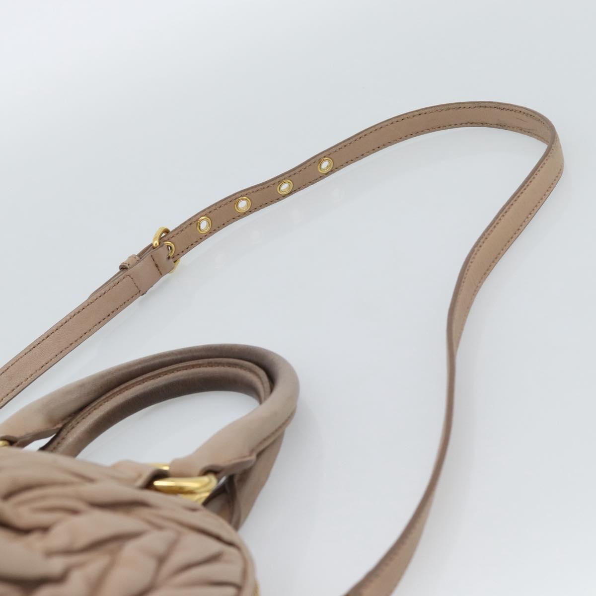 Miu Miu Matelasse Hand Bag Leather 2way Pink Gold Auth 188853