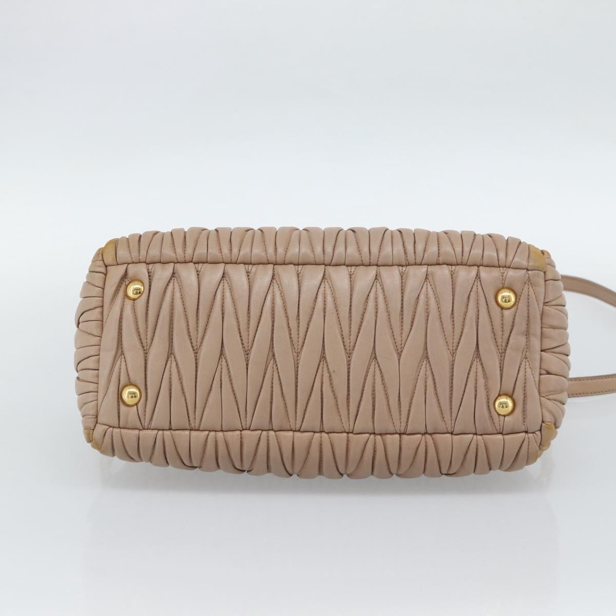 Miu Miu Matelasse Hand Bag Leather 2way Pink Gold Auth 188853