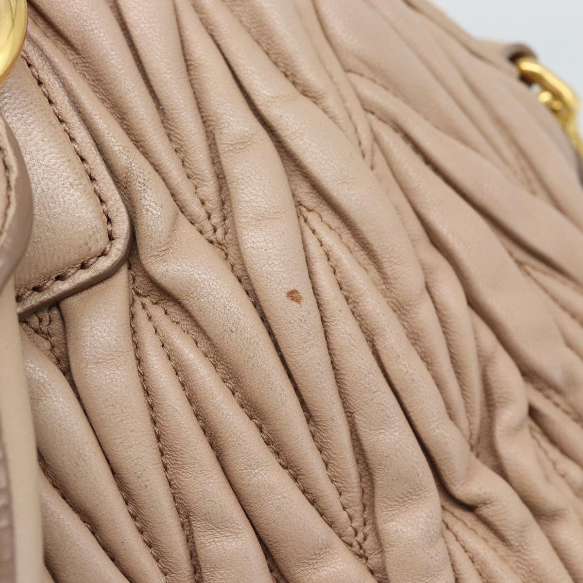 Miu Miu Matelasse Hand Bag Leather 2way Pink Gold Auth 188853