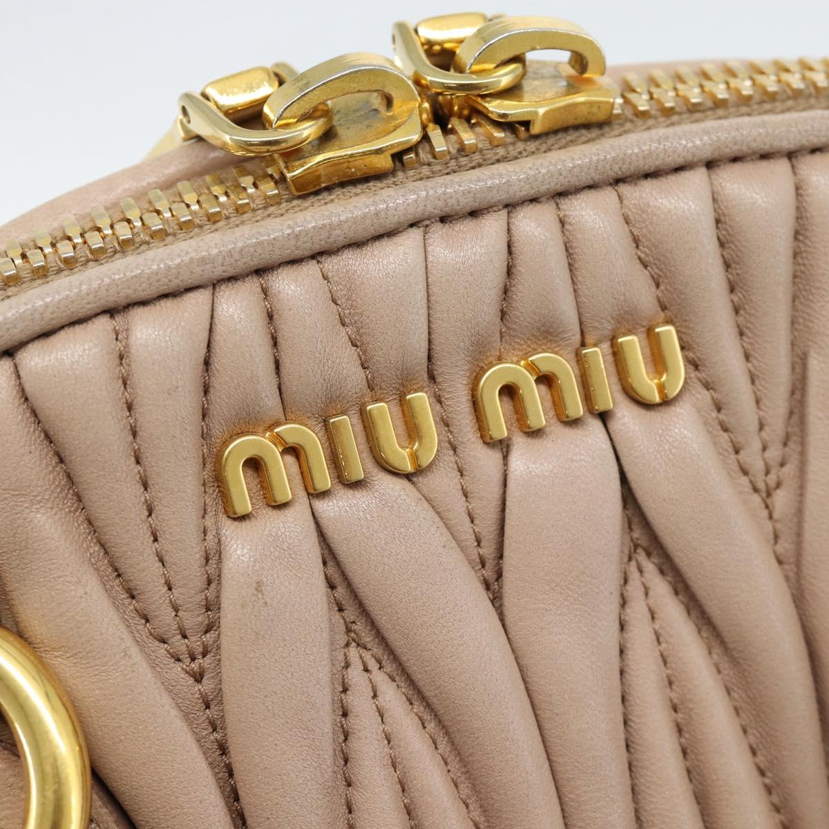 Miu Miu Matelasse Hand Bag Leather 2way Pink Gold Auth 188853