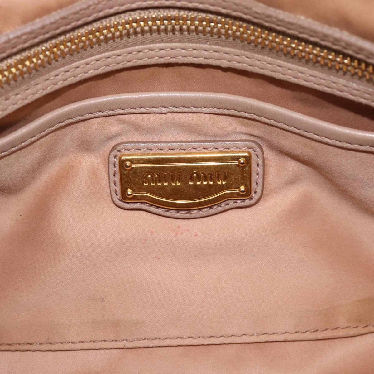 Miu Miu Matelasse Hand Bag Leather 2way Pink Gold Auth 188853