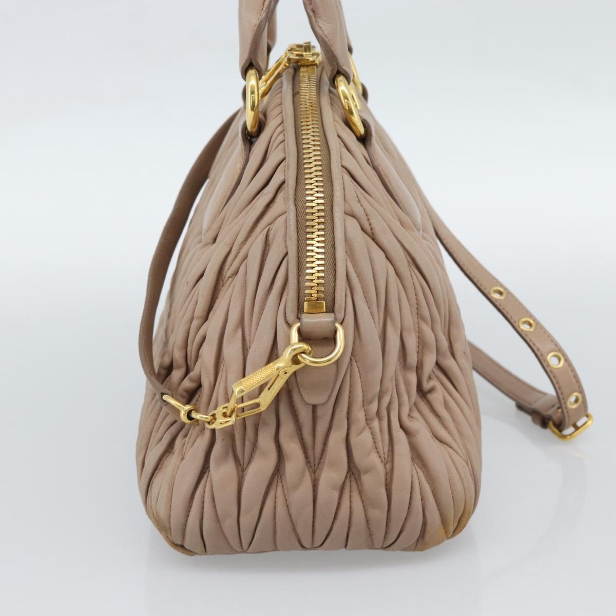 Miu Miu Matelasse Hand Bag Leather 2way Pink Gold Auth 188853