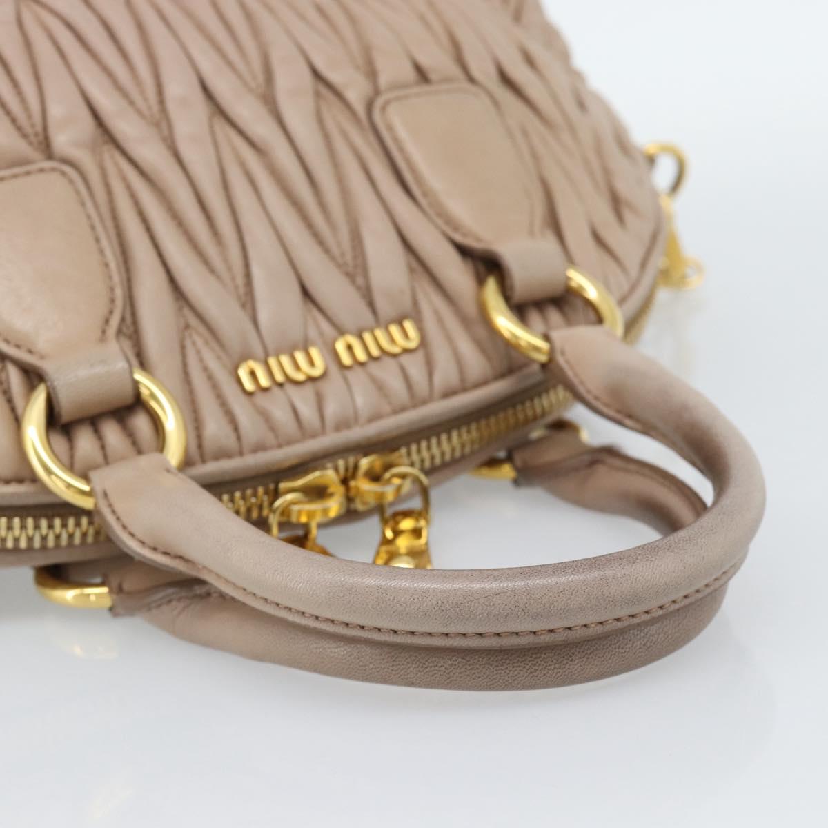 Miu Miu Matelasse Hand Bag Leather 2way Pink Gold Auth 188853