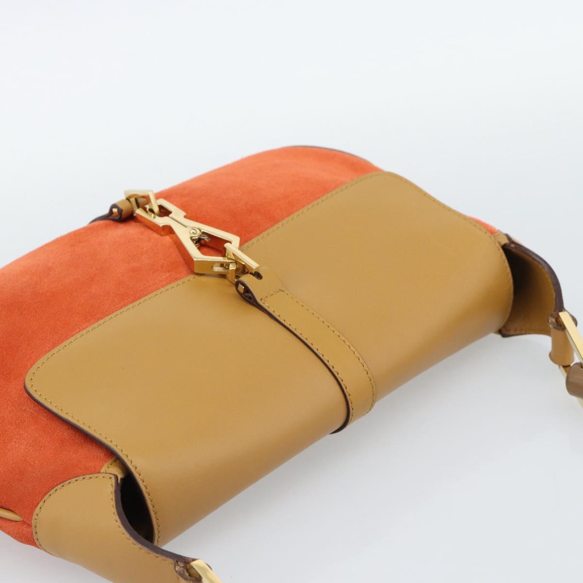 GUCCI Bamboo Shoulder Bag Suede Brown Gold Auth 188854V