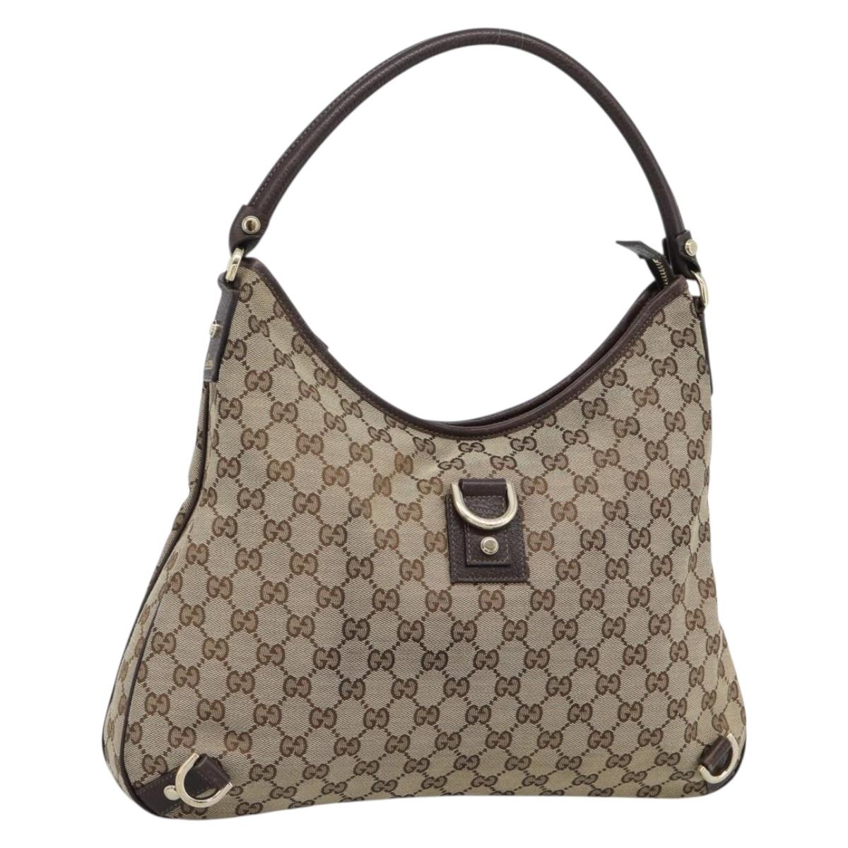 GUCCI GG Canvas Abbey Shoulder Bag Beige Gold 130737 Auth 188855V