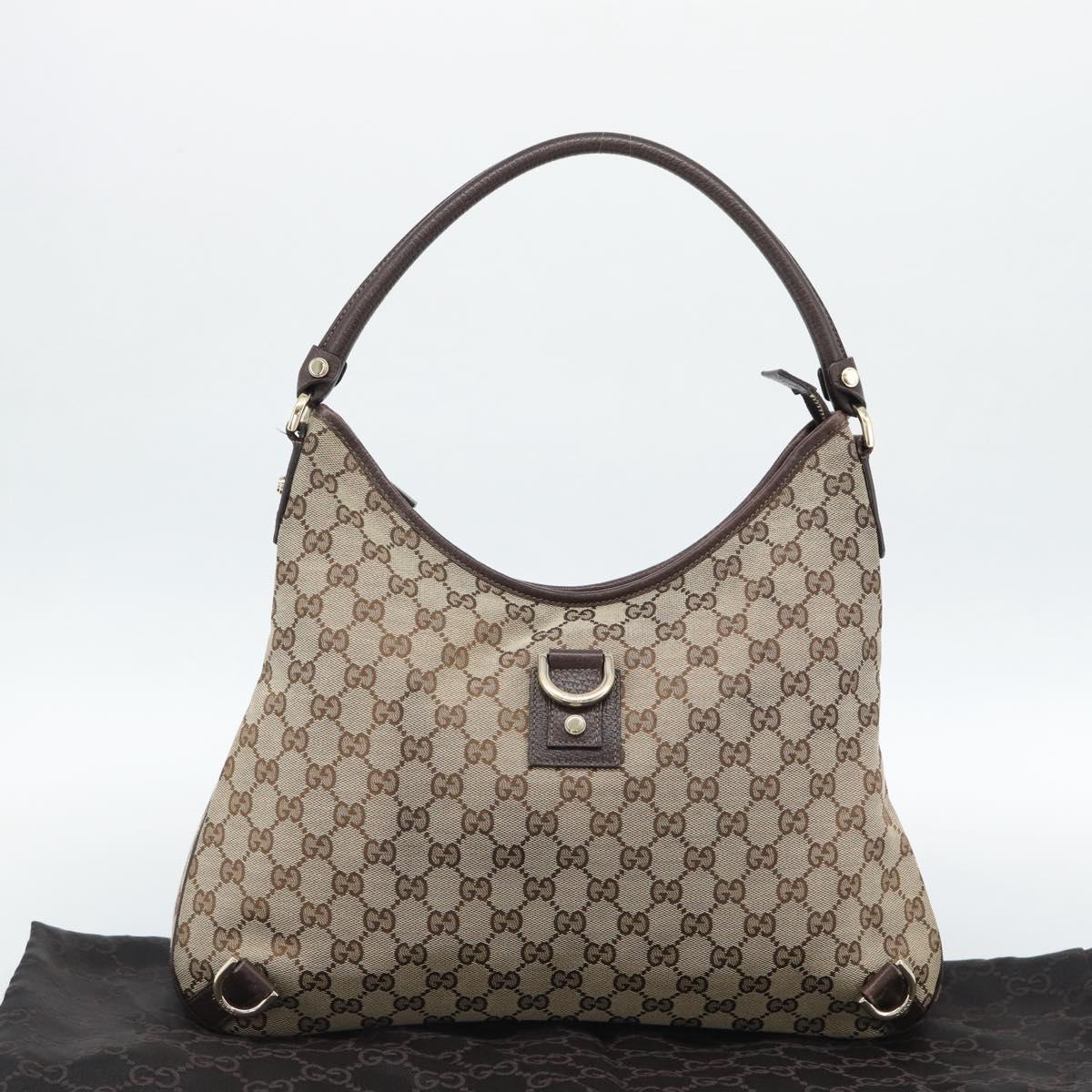 GUCCI GG Canvas Abbey Shoulder Bag Beige Gold 130737 Auth 188855V