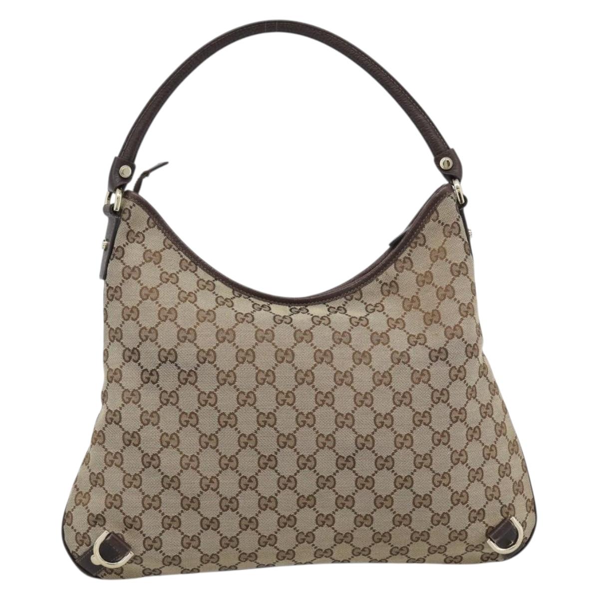 GUCCI GG Canvas Abbey Shoulder Bag Beige Gold 130737 Auth 188855V