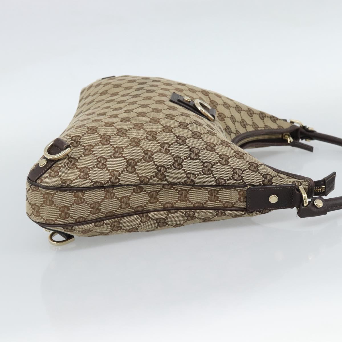 GUCCI GG Canvas Abbey Shoulder Bag Beige Gold 130737 Auth 188855V