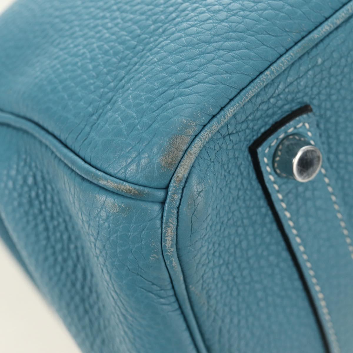 HERMES Birkin 35 Hand Bag Taurillon Leather Light Blue Silver Auth 188857SM