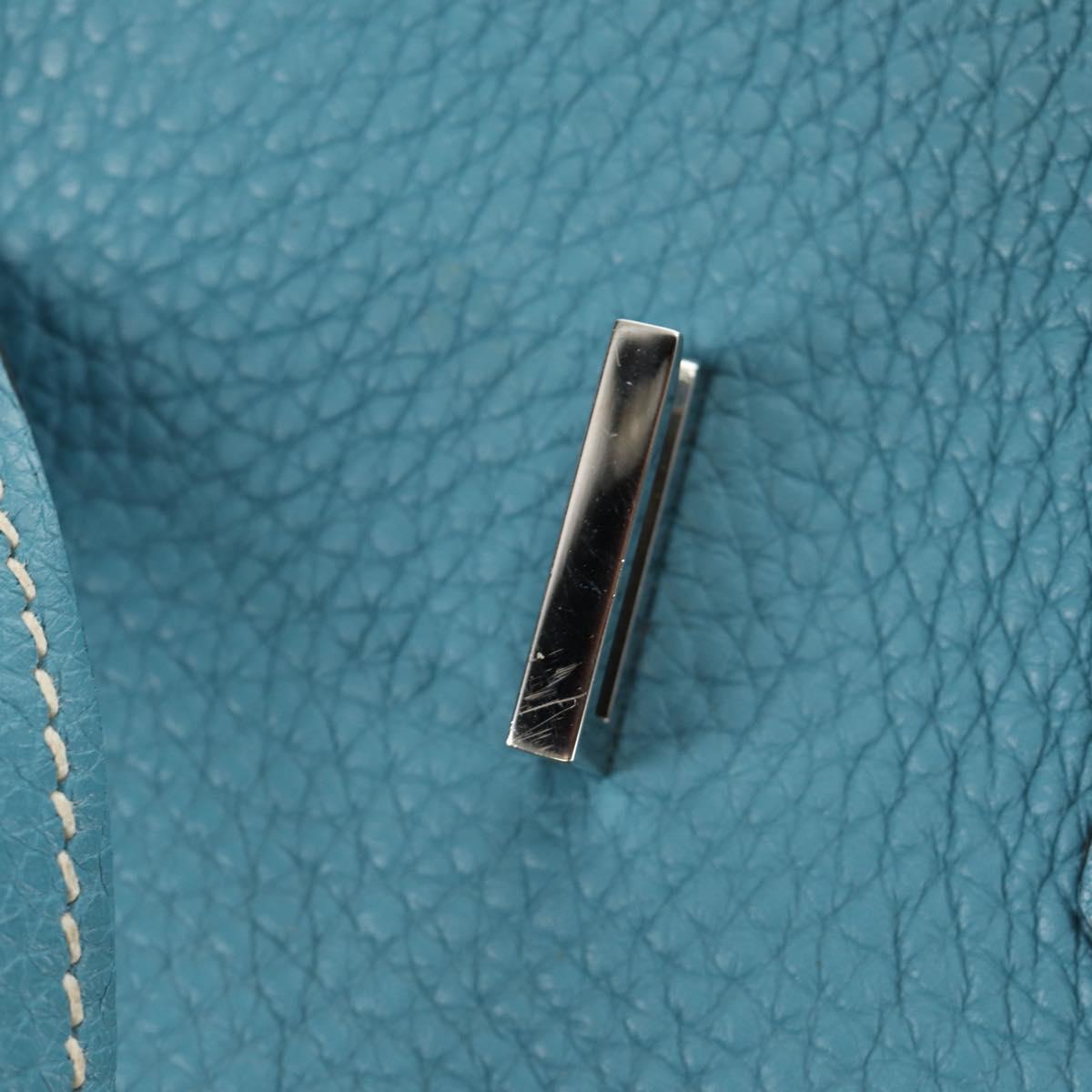HERMES Birkin 35 Hand Bag Taurillon Leather Light Blue Silver Auth 188857SM