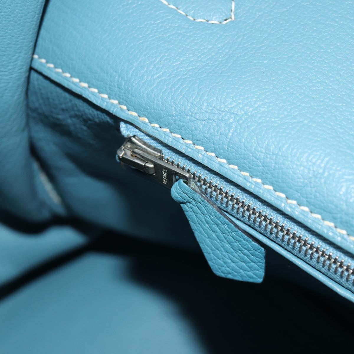 HERMES Birkin 35 Hand Bag Taurillon Leather Light Blue Silver Auth 188857SM