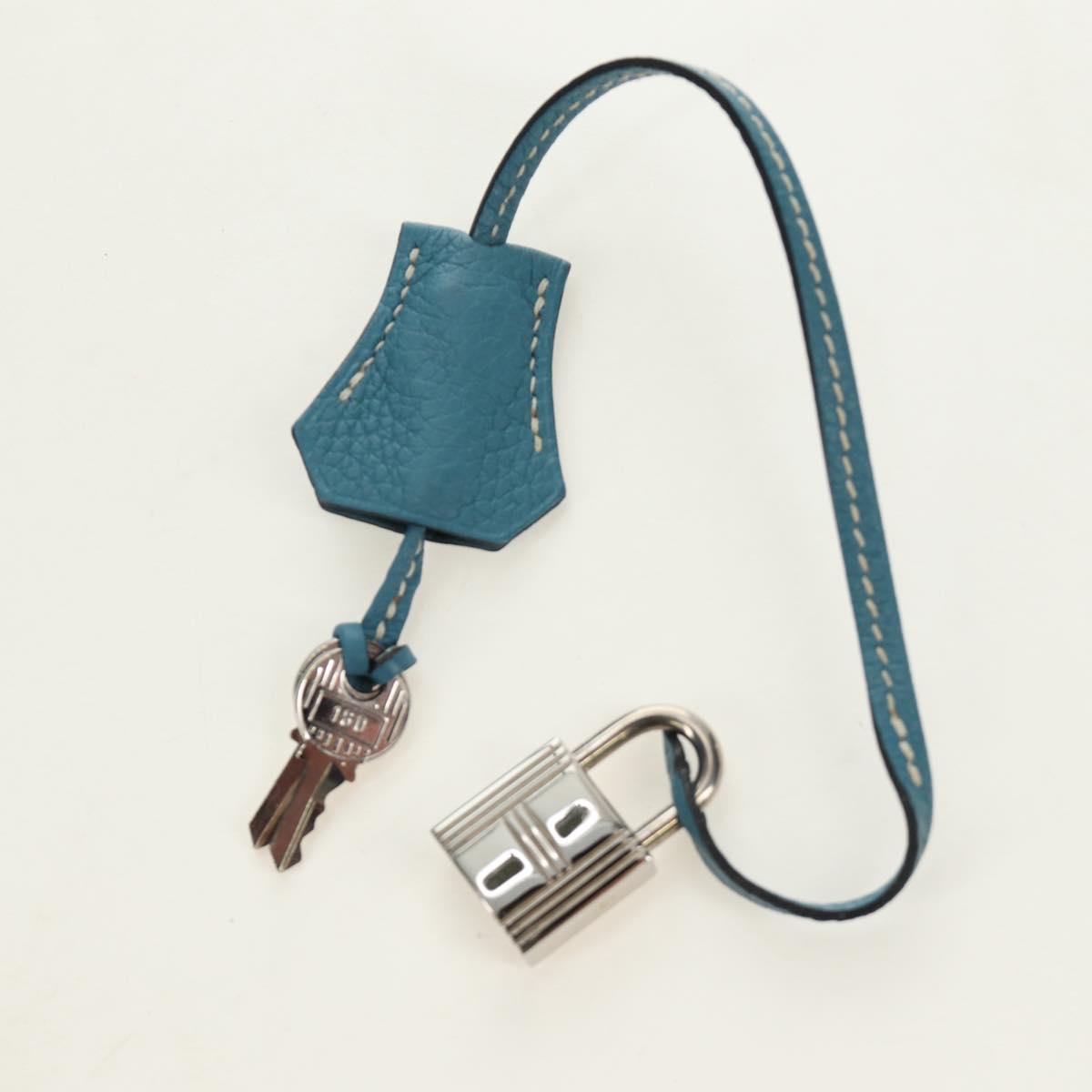 HERMES Birkin 35 Hand Bag Taurillon Leather Light Blue Silver Auth 188857SM