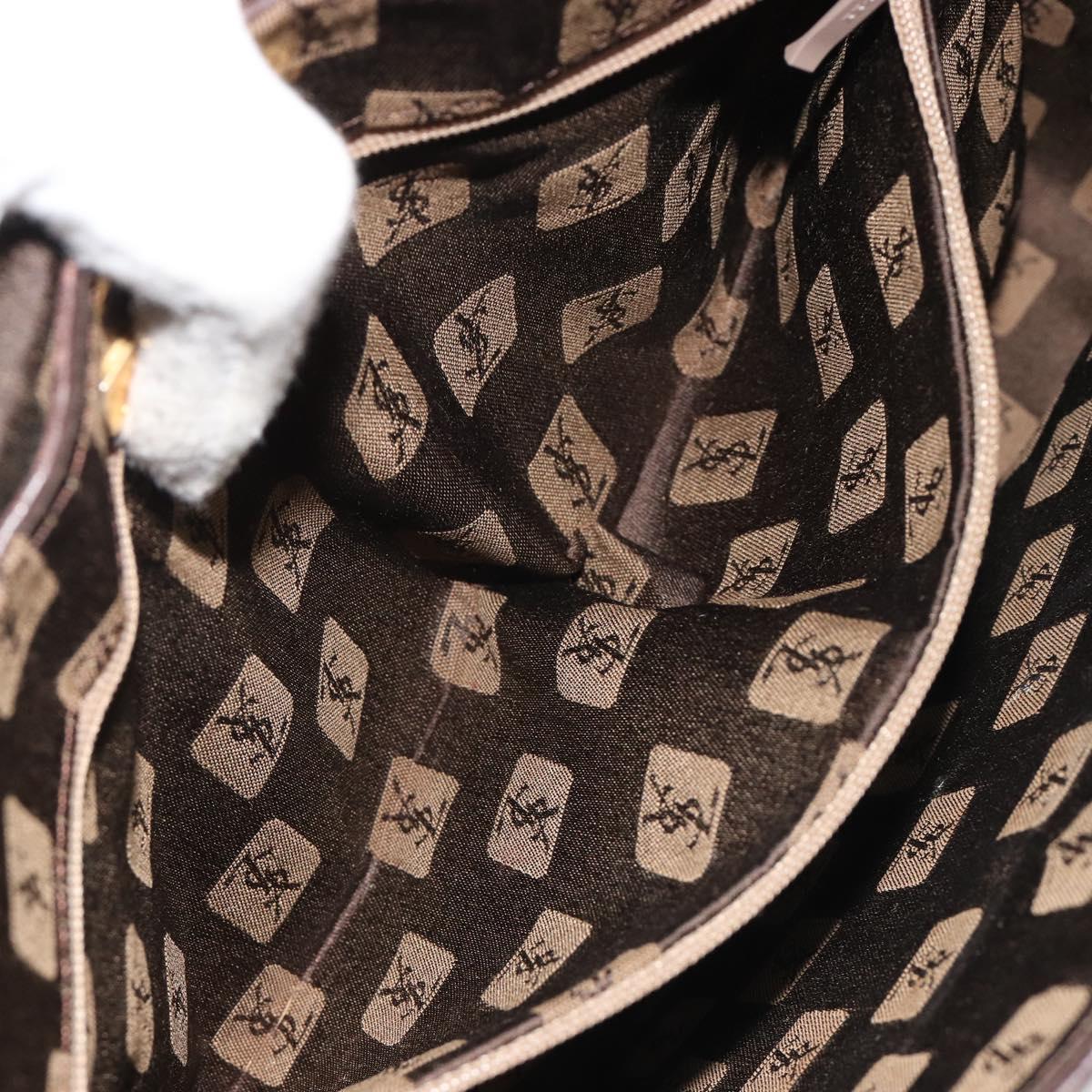 SAINT LAURENT Shoulder Bag Leather Brown Gold Auth 188860