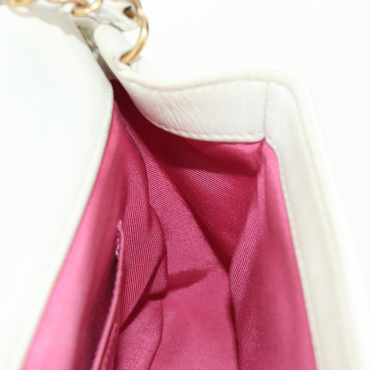 CHANEL Matelasse Top Handle Chain Bag Leather 2way White Gold CC Auth 188866SAM
