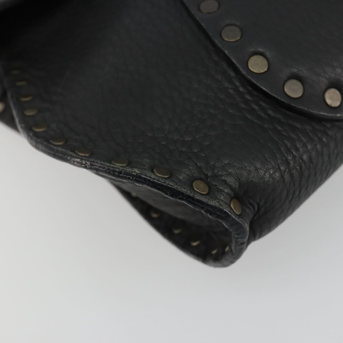 CELINE Shoulder Bag Leather Black Auth 188867V