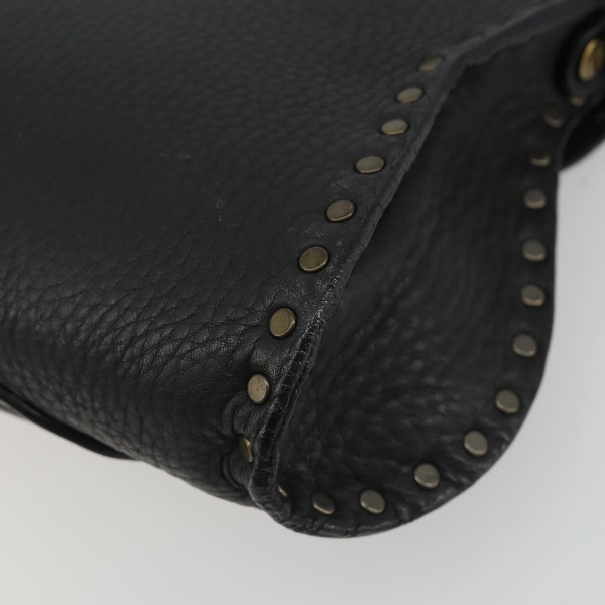 CELINE Shoulder Bag Leather Black Auth 188867V