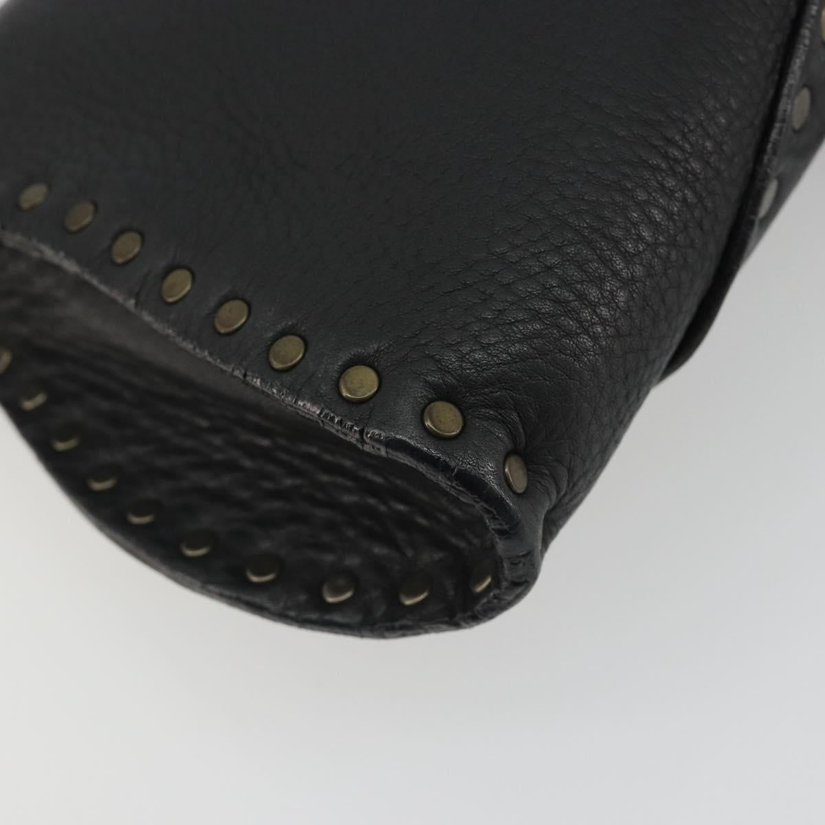 CELINE Shoulder Bag Leather Black Auth 188867V