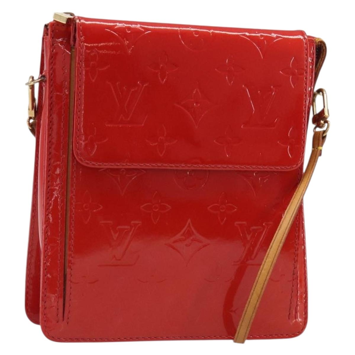 LOUIS VUITTON Monogram Vernis Motto Accessory Pouch Red M91137 LV Auth 188868