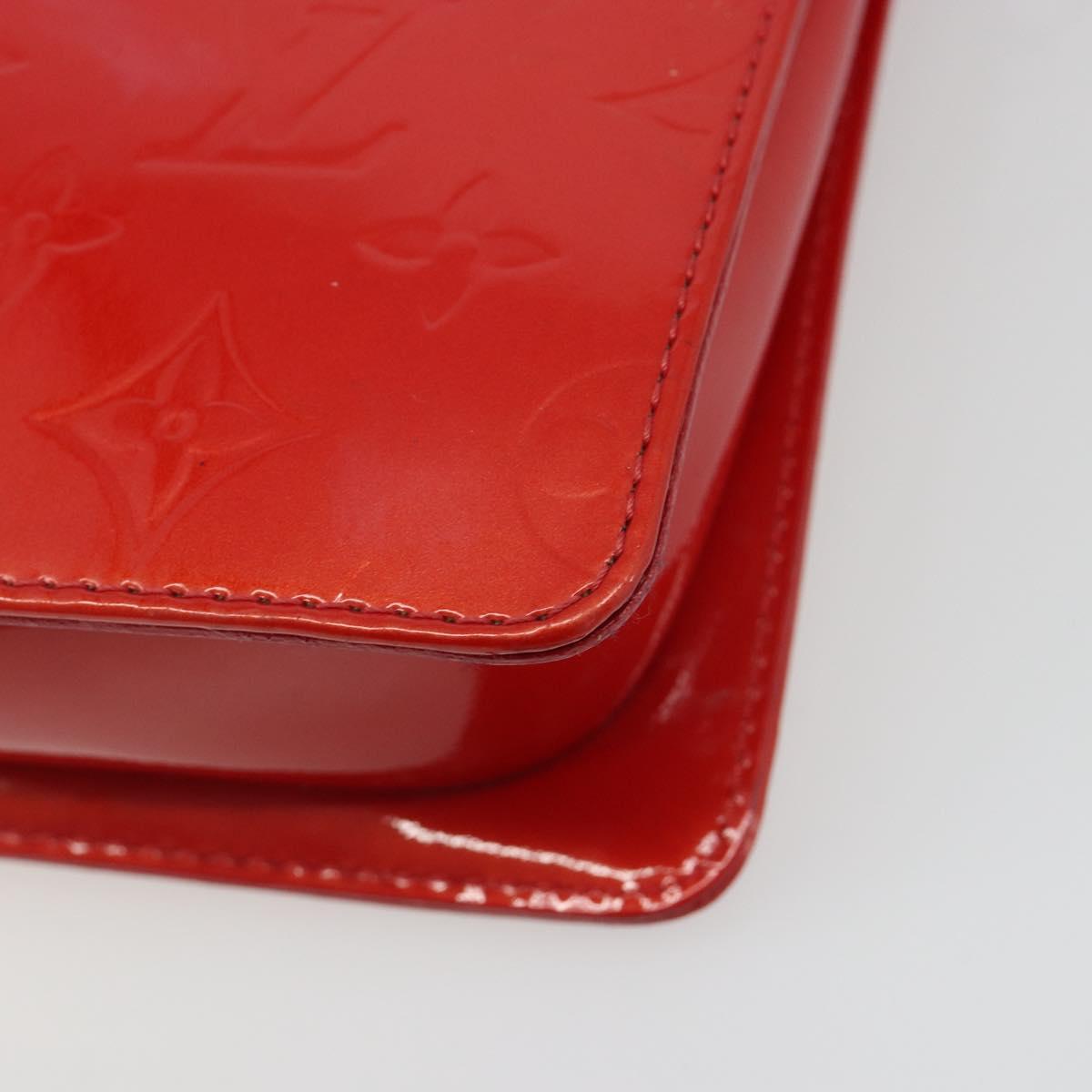 LOUIS VUITTON Monogram Vernis Motto Accessory Pouch Red M91137 LV Auth 188868