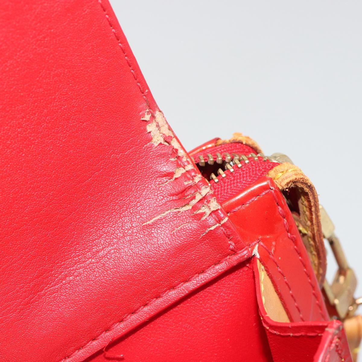 LOUIS VUITTON Monogram Vernis Motto Accessory Pouch Red M91137 LV Auth 188868