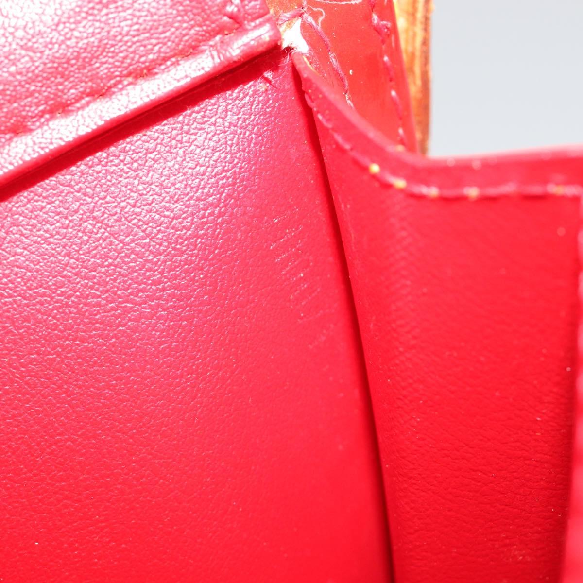 LOUIS VUITTON Monogram Vernis Motto Accessory Pouch Red M91137 LV Auth 188868