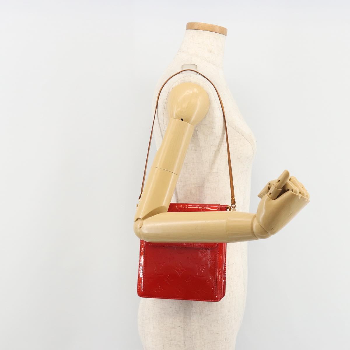 LOUIS VUITTON Monogram Vernis Motto Accessory Pouch Red M91137 LV Auth 188868