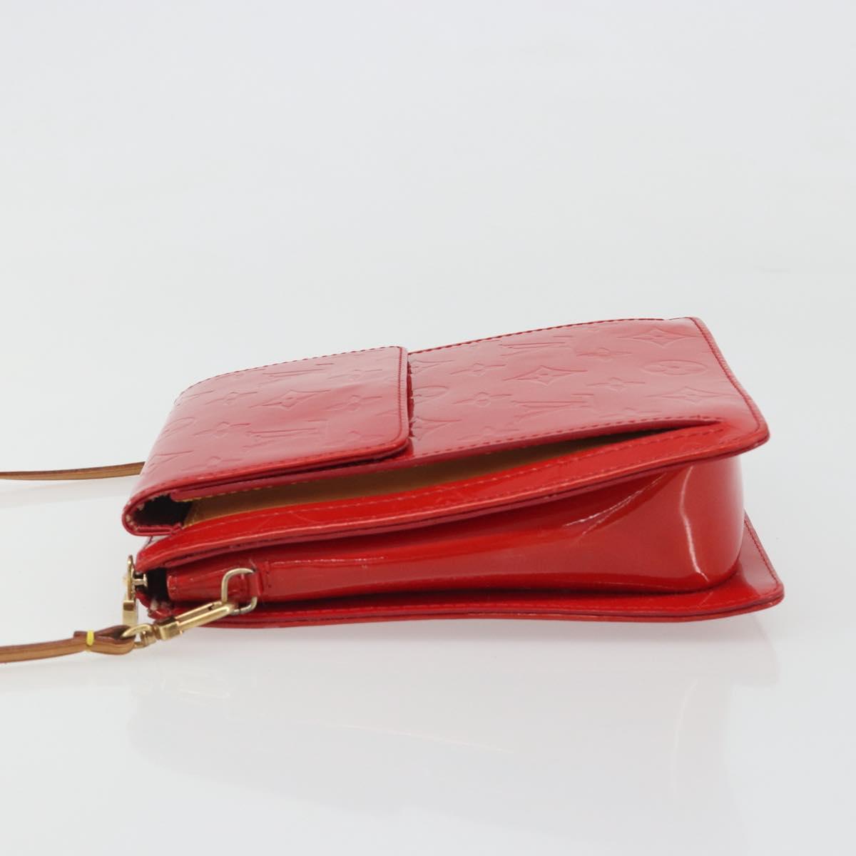 LOUIS VUITTON Monogram Vernis Motto Accessory Pouch Red M91137 LV Auth 188868