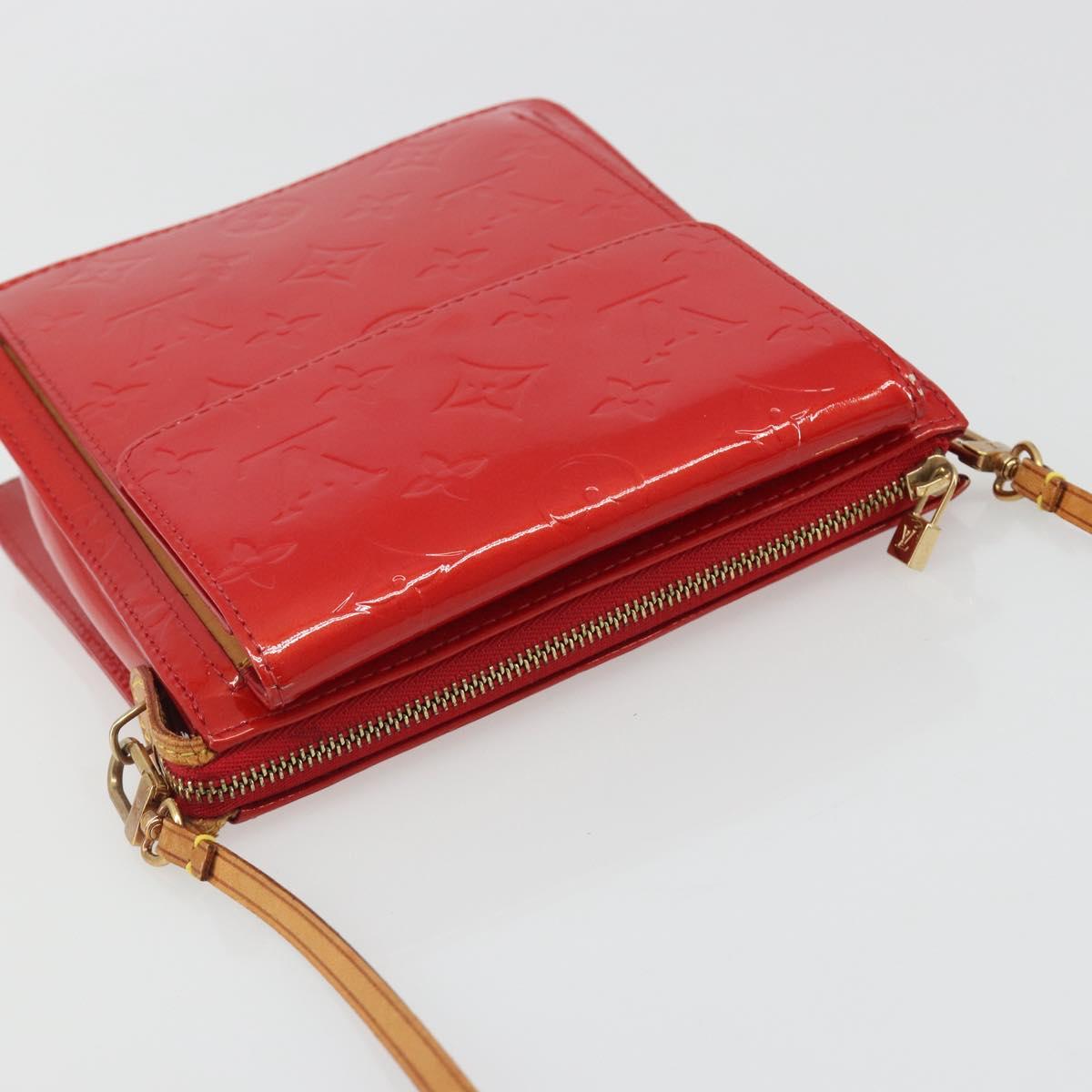 LOUIS VUITTON Monogram Vernis Motto Accessory Pouch Red M91137 LV Auth 188868