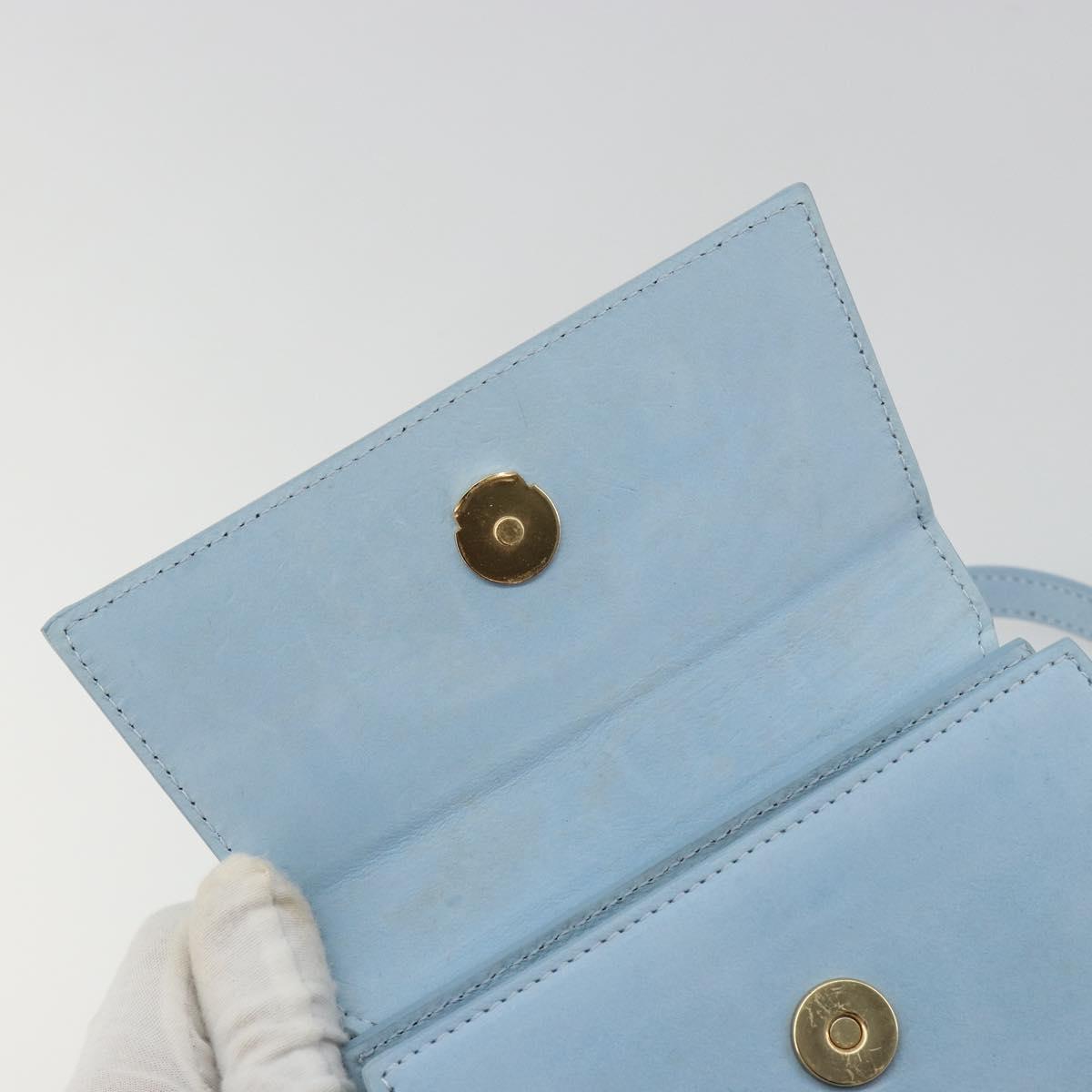 JACQUEMUS Hand Bag Suede 2way Light Blue Gold Auth 188870M