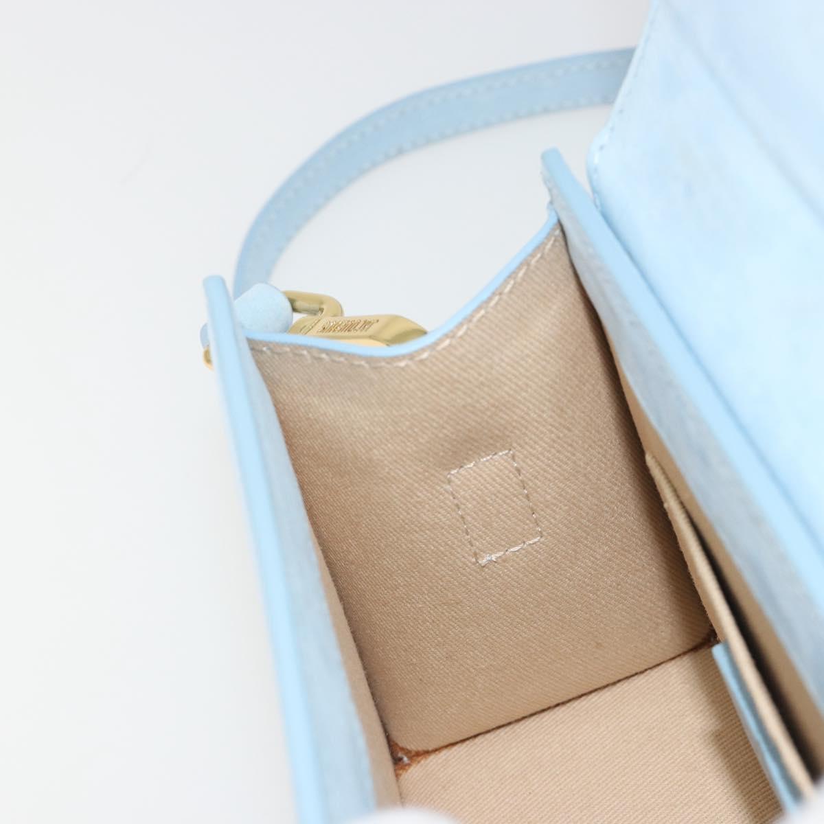 JACQUEMUS Hand Bag Suede 2way Light Blue Gold Auth 188870M