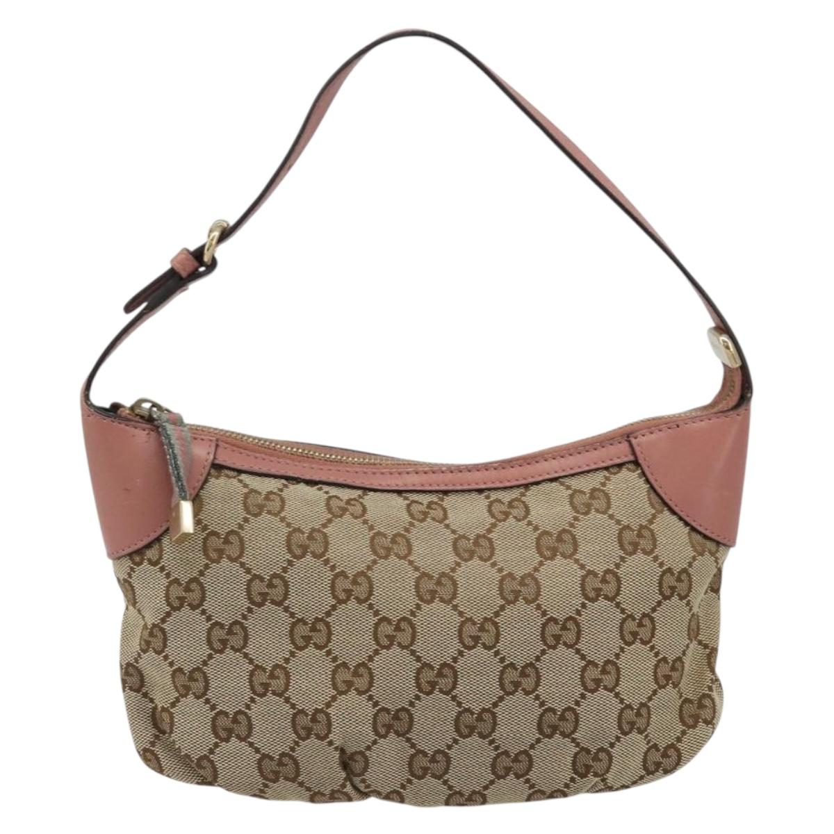 GUCCI GG Canvas Accessory Pouch Beige Gold 224093 Auth 188871V