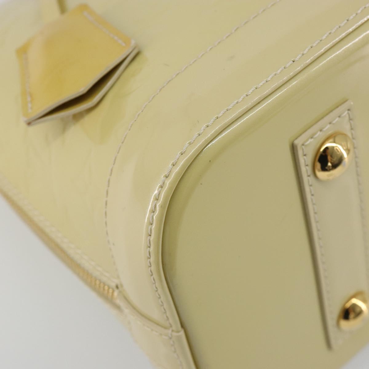 LOUIS VUITTON Monogram Vernis Alma PM Hand Bag Beige Poodle M91751 Auth 188876