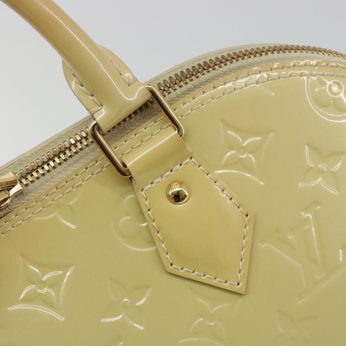 LOUIS VUITTON Monogram Vernis Alma PM Hand Bag Beige Poodle M91751 Auth 188876